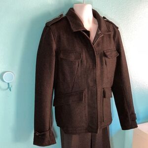 Rogue State Mens Size L Heavy Charcoal Gray Wool Button Up Jacket